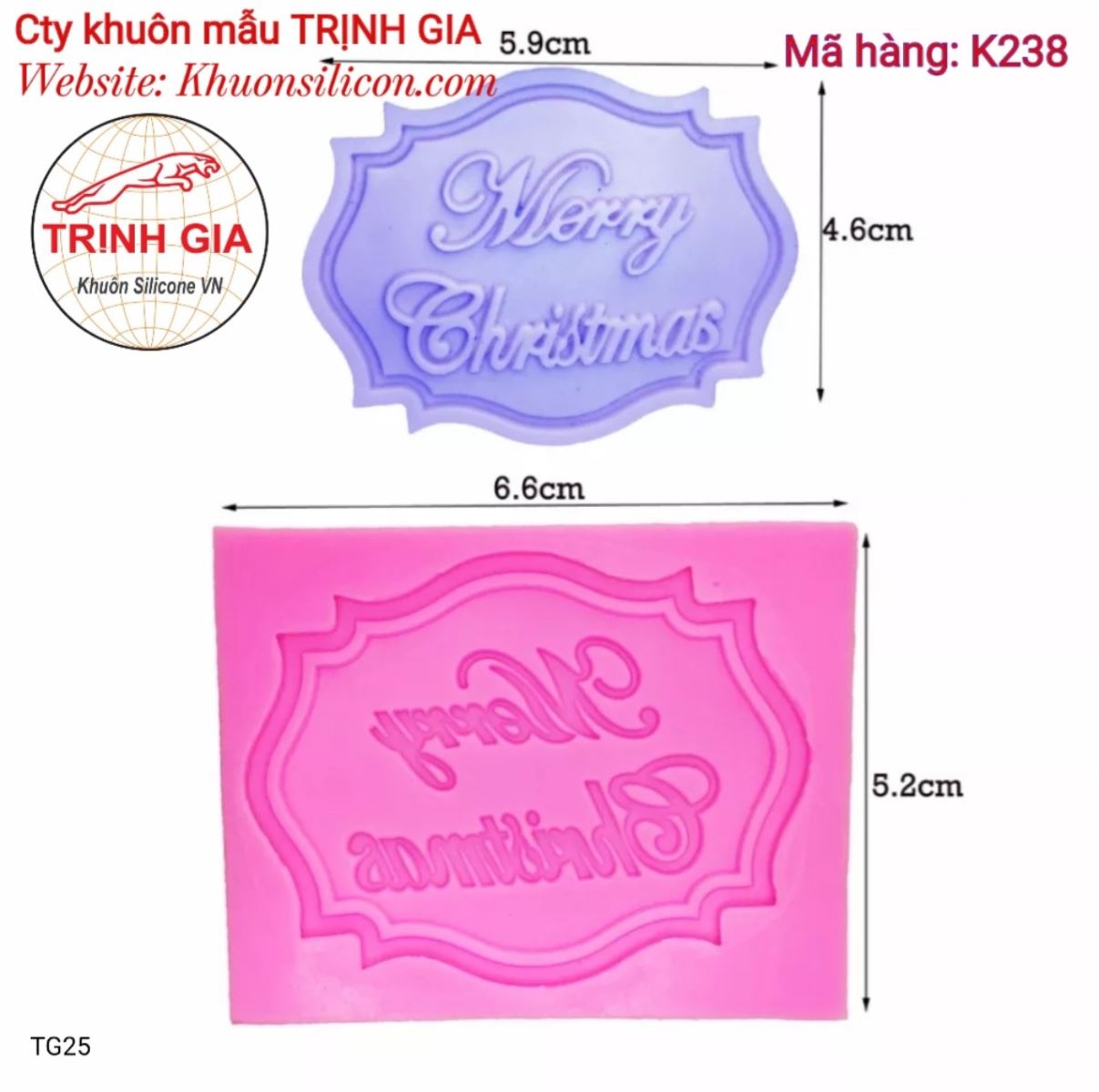 khuôn silicone Chữ Merry Christmas